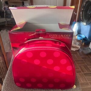 Estee Lauder Vibrant Red Polka Dot Cosmetic Case